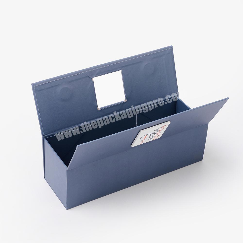 Fashion New Design Cardboard Folding Style Custom Luxury Blue Magnetic Gift Packaging Box For Wine