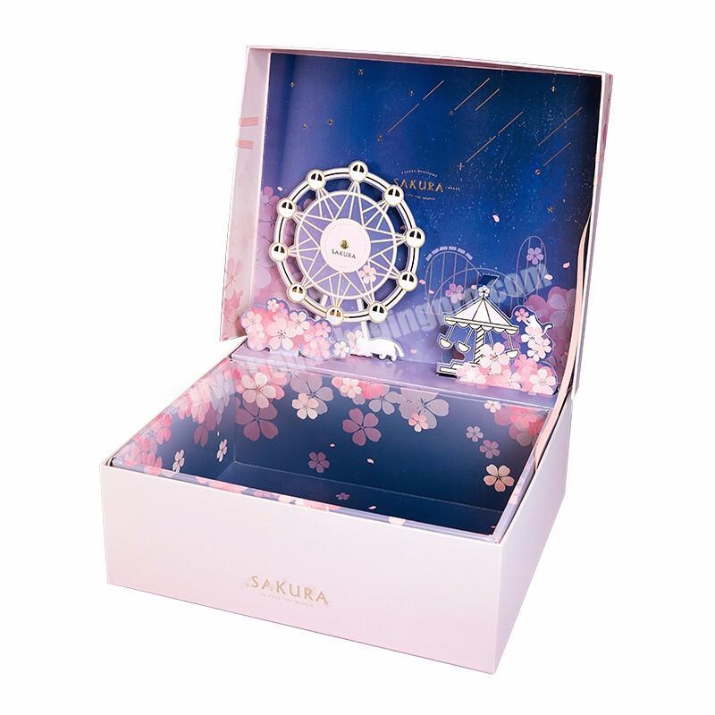 Fashion New Year Large Cardboard Personalized Music Handmade Princess Ballerina Musical Paper Box With Light
