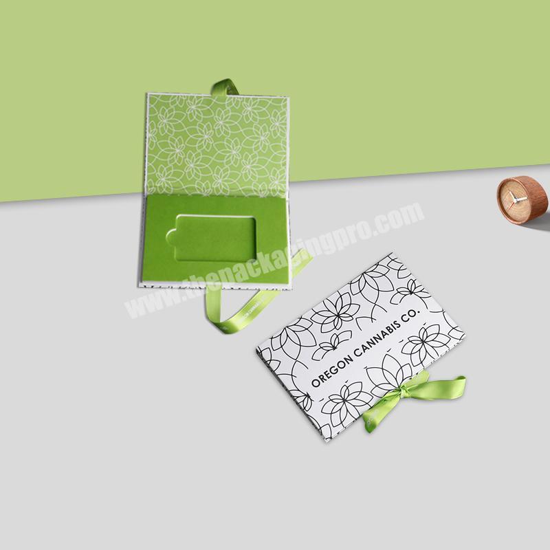 Fashion Promotional Credit Card Packaging Box Custom Logo Printed Ribbon Closure Gift Box Factory Wholesale