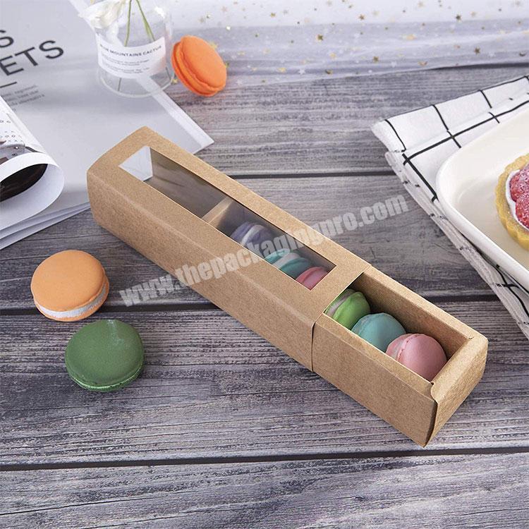 Fashion Useful Custom Design Folding Kraft Macaron Paper Packaging Boxes With Clear Window