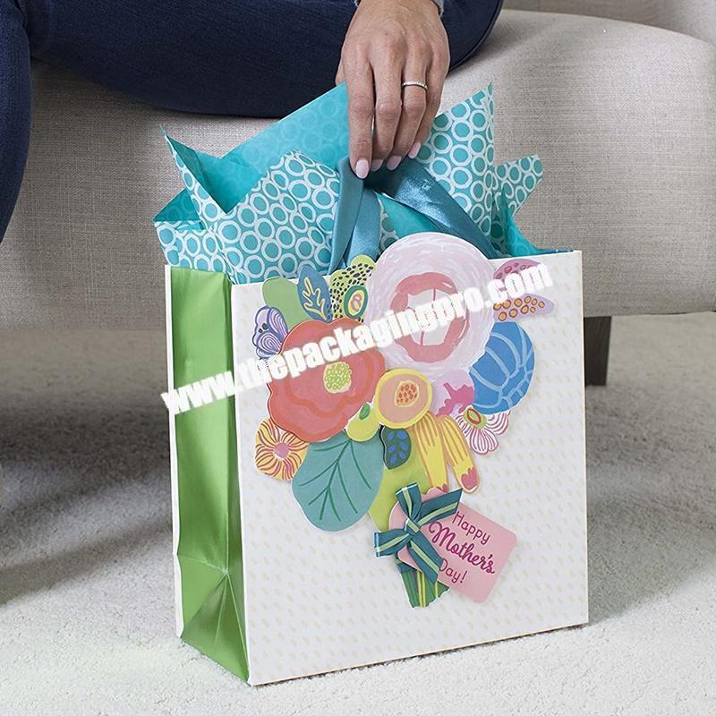 Fashionable colorful paper packaging bag for gift paper bag