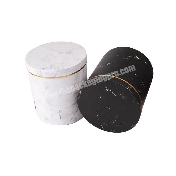 Fashionable Custom Gift Round Hat Marble Flower Packaging Box with Drawer