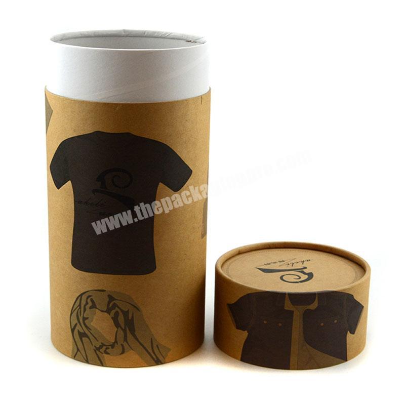 Fashionable Kraft Brown Paper Tube Paper Cardboard Round Gift Box for T-Shirts Packaging