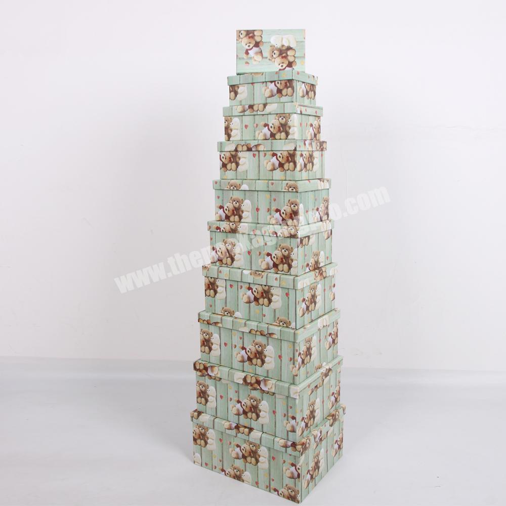 Fashionable Rectangular Decorative Storage Boxes  With Lids 10PCS Set