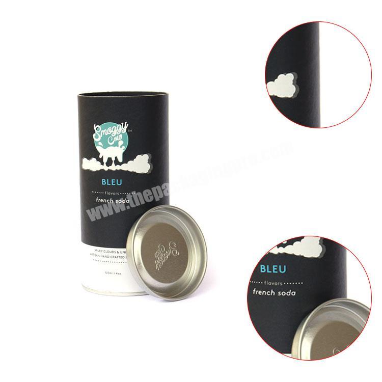 Fashional cylinder composite paper canister packaging tea canisters with metal lid