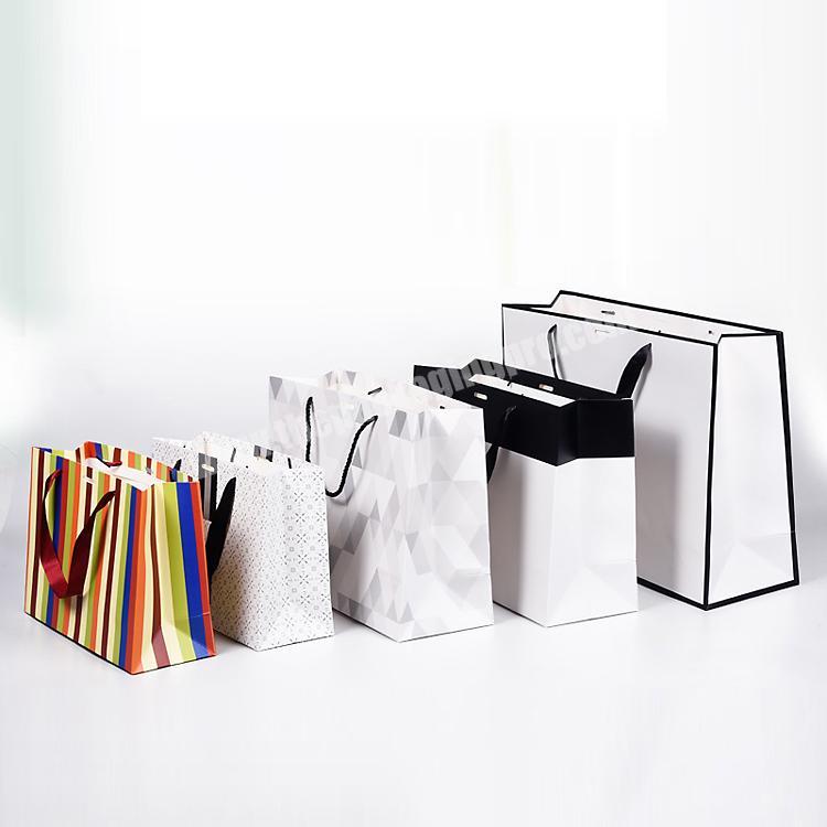 Fashional OEM making free design offering recycled white color shopping paper bag
