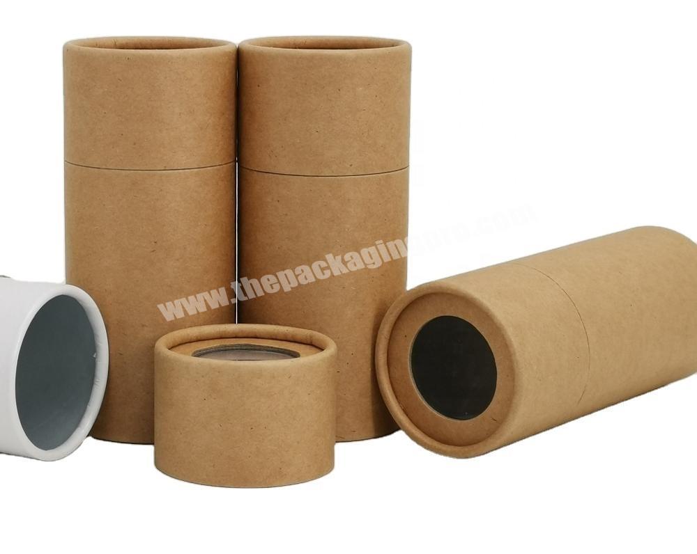 Five OZ Tea Packaging Brown Kraft Rolled Edge Paper Cans with Clear Top Window