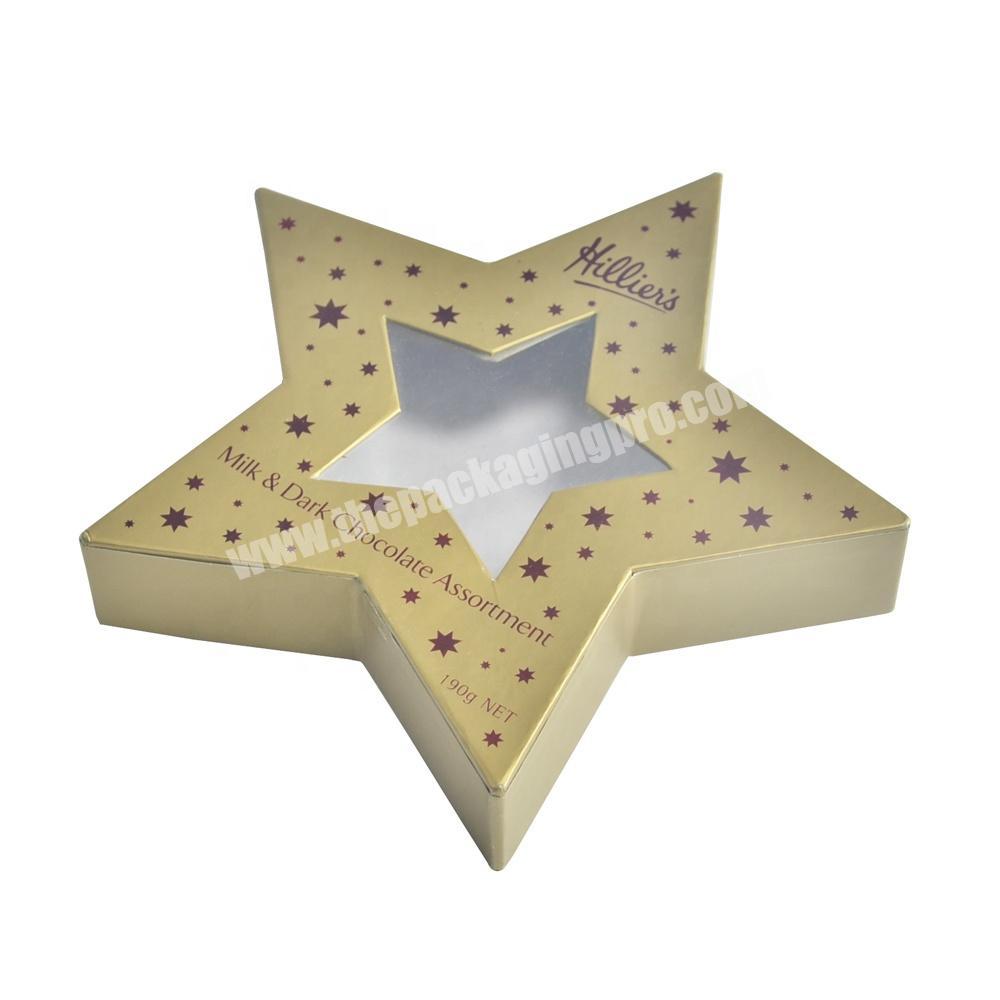 Five-pointed Star Shape Hot Sale Stamping Paper Packing Window Boxes For Chocolate