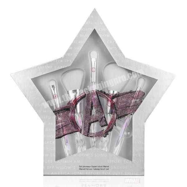 Five-pointed star shaped gift packing box with pvc clear window glitter cosmetics packaging