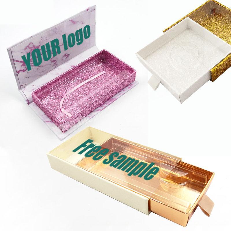 Flashing drawer transparent paper box free custom logo eyelash packaging box