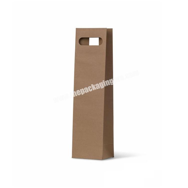 Flat bottom die cut handle wine gift brown kraft paper bags