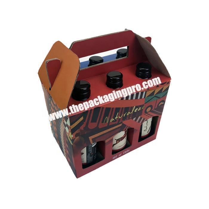 Flexo print black corrugated paper wine packaging box with handle