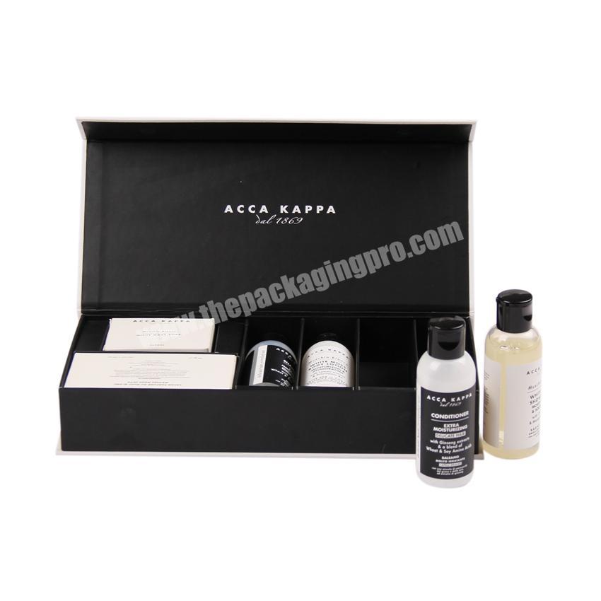 Flip top cosmetic gift set packaging boxes with paper insert
