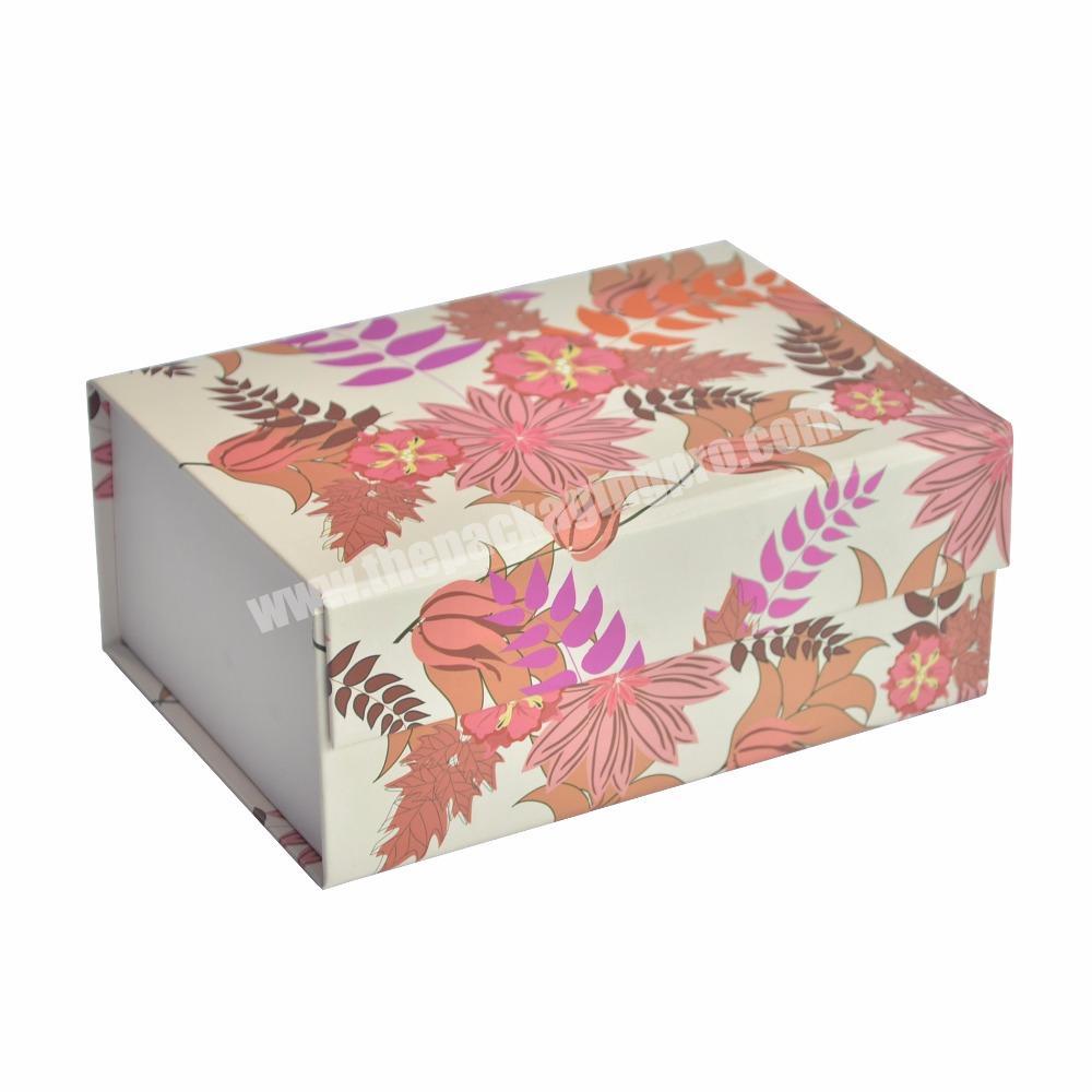 Flower Fabric Magnet Paper Boxes Foldable Use For Children's Gift And Packaging Box