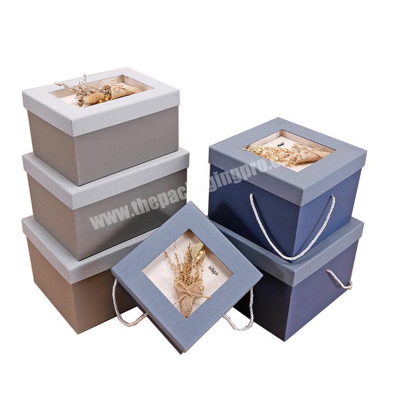 Flower Paper Box Square Gift Box Cardboard Box With Handle