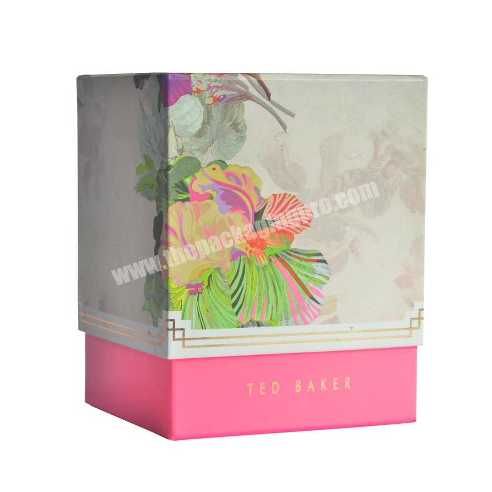 Flower Square Lid Gift Packing Box Color With Gold Stamping