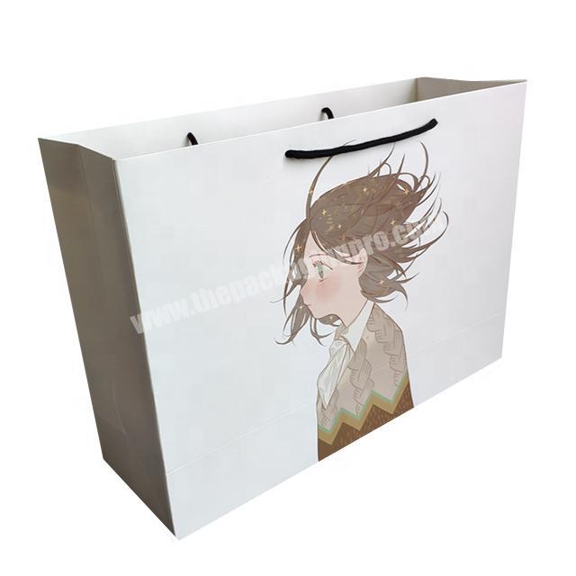 Foldable custom logo paper packaging handle white card paper gift bags