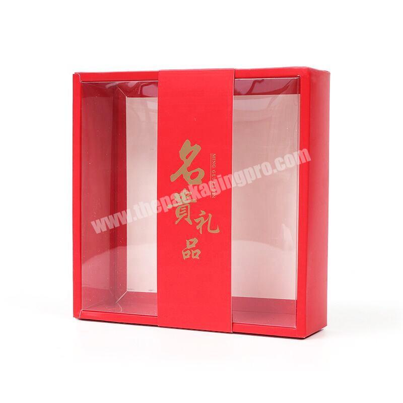 Foldable Flat Sliding Paper Packaging Box Cookie Candy Gift Boxes With Clear Window