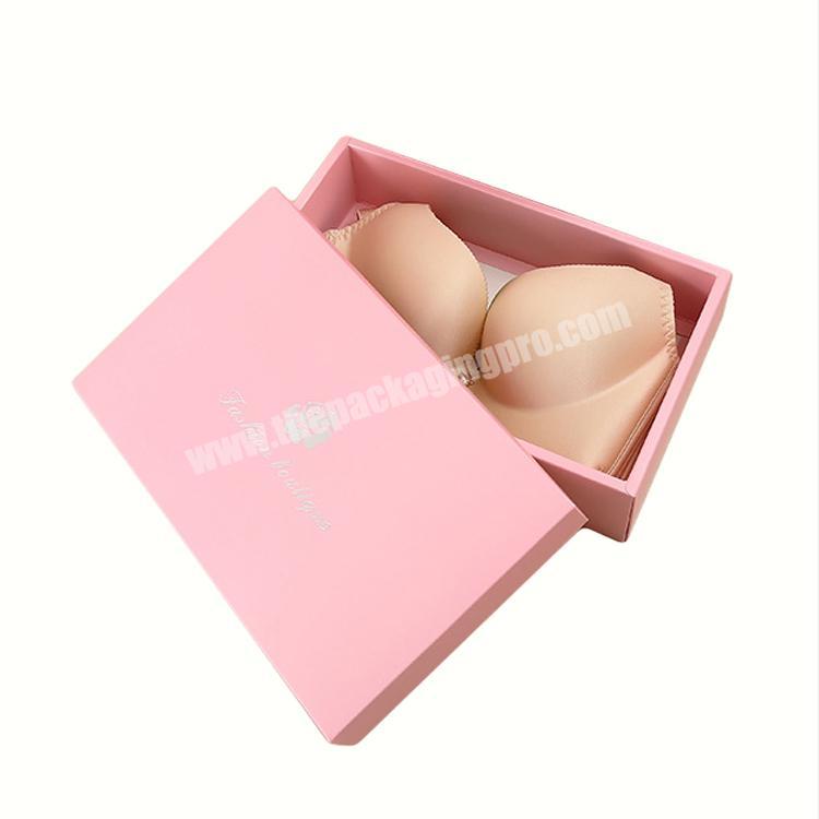 Foldable pink color underwear bra box packaging white cardboard paper packaging box for clothes