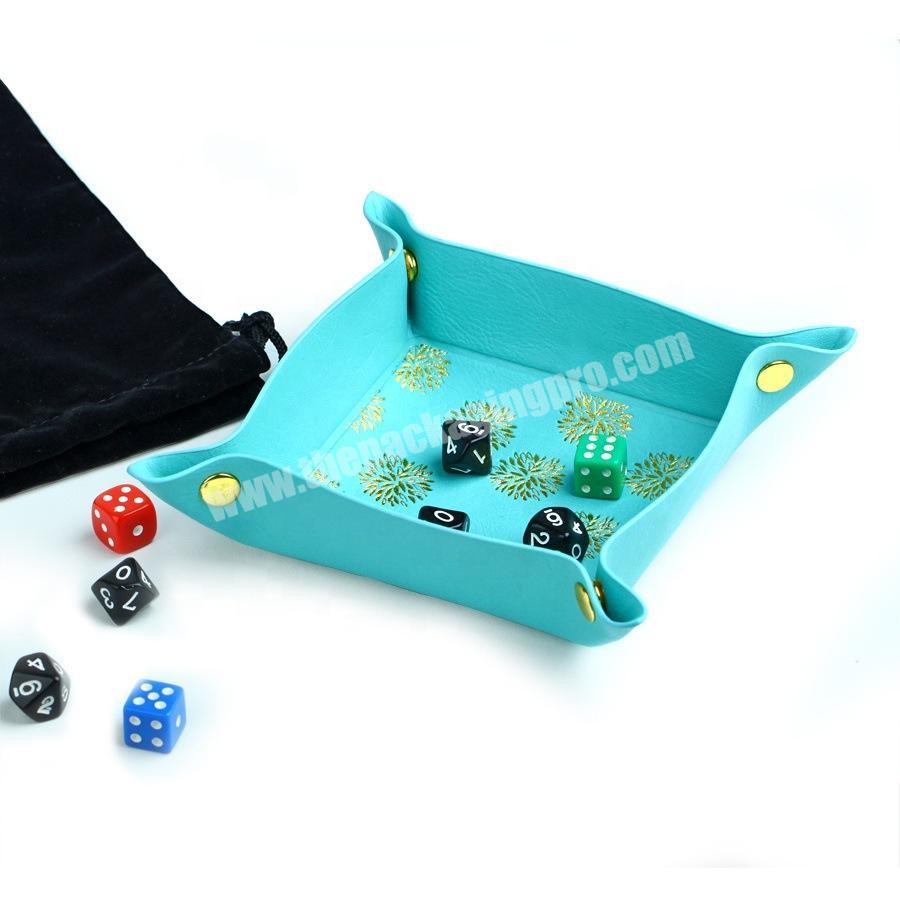 Foldable PU Leather Square Portable Dice Rolling Tray