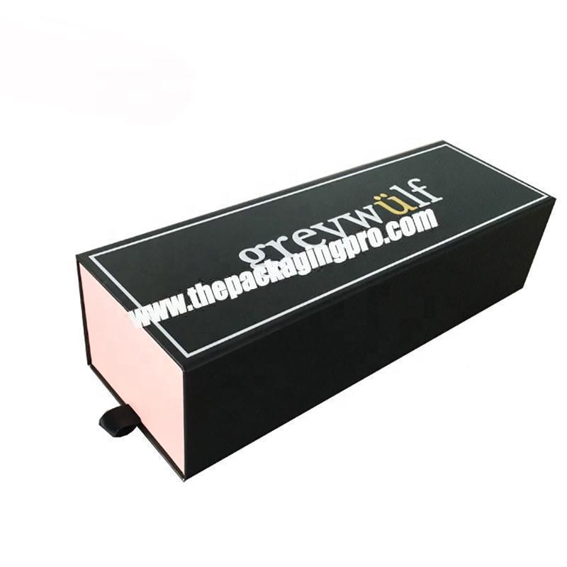 Foldable rigid paper gift box with ribbon for clothes packing