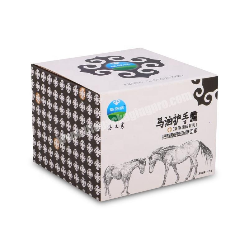 Foldable skin care body hand horse oil lotion cream paper packaging box custom