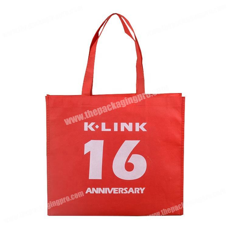 Folding fabric red non woven pocket reusable bag for promotion