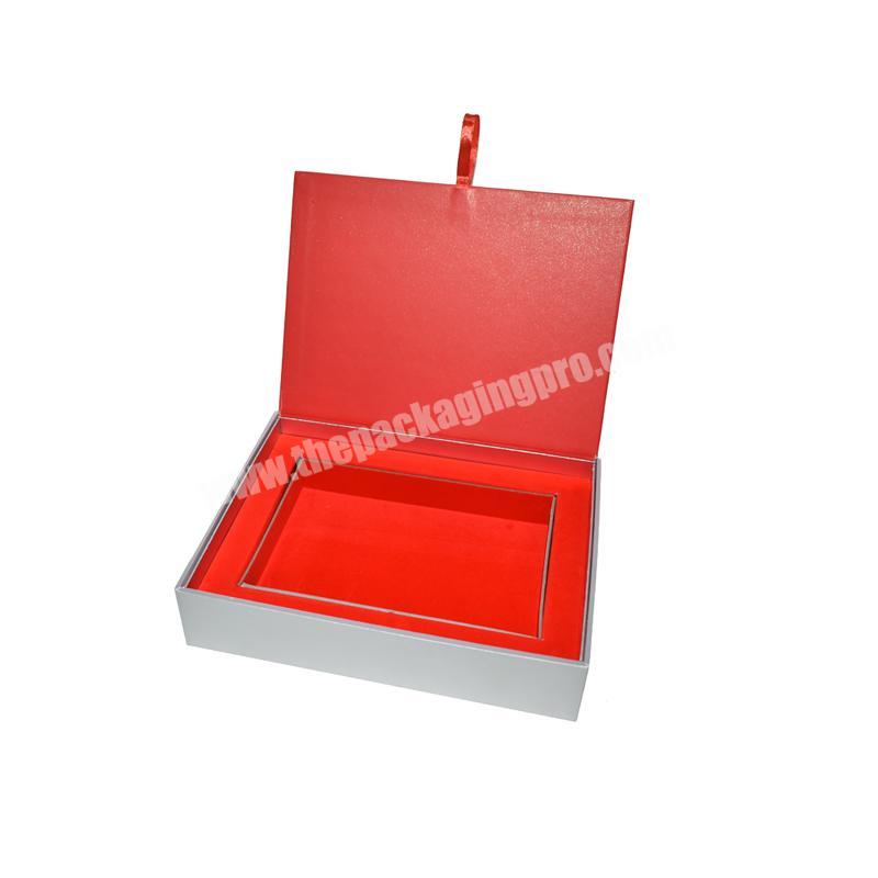 Folding Gift Packaging Paper Box With Silk Ribbon Closure cardboard gift box