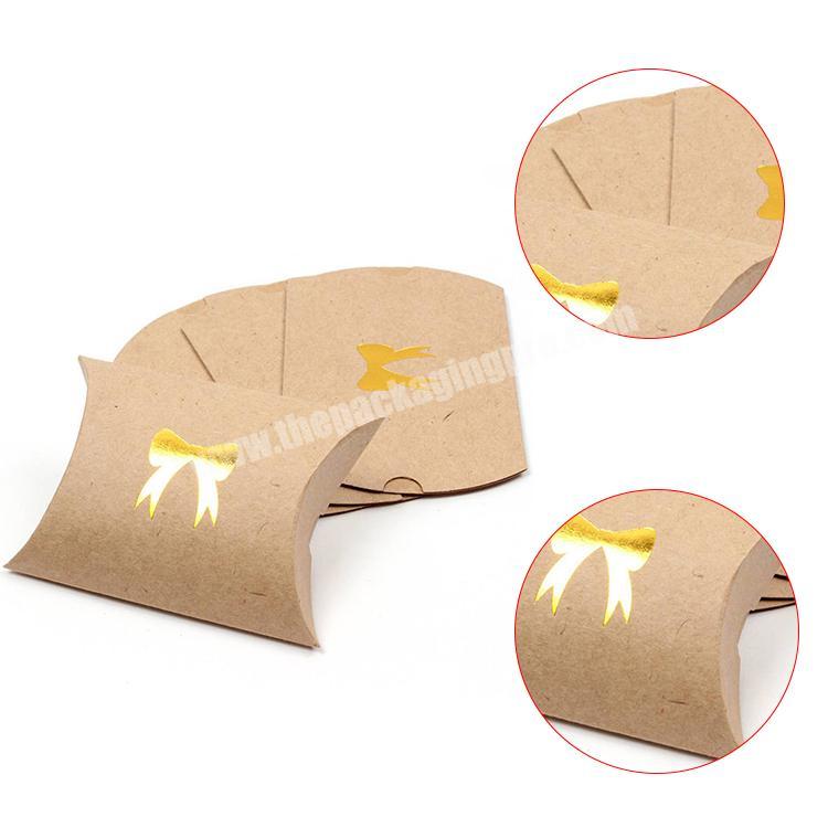 Folding Kraft Pillow Paper Box with Gold Foil Stamping
