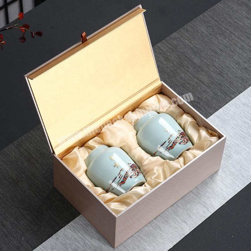Folding magnetic clamshell book shape small size paper box cosmetic tea packaging gift box