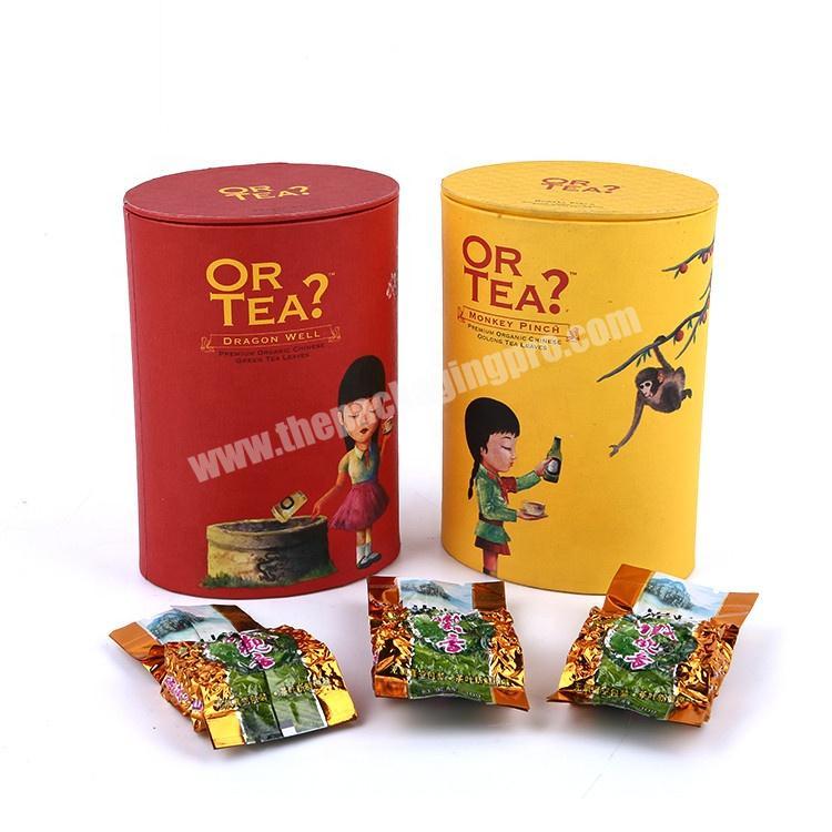Food Grade Bright Color Oval Shaped Tea Packing Cardboard Paper Tube Box With Lid