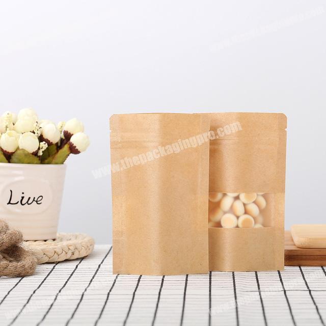Food-grade brown craft paper bags with window dried fruit tea zipper bag