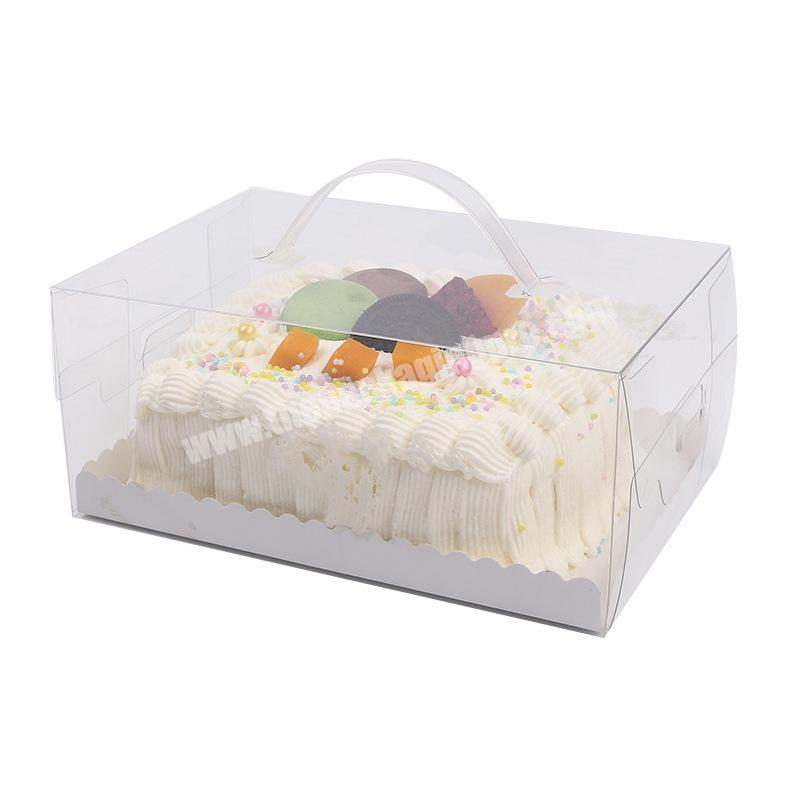 Food Grade White  black red Take Away All Clear PET 6 pcs Cupcake Box With Handle tray inside