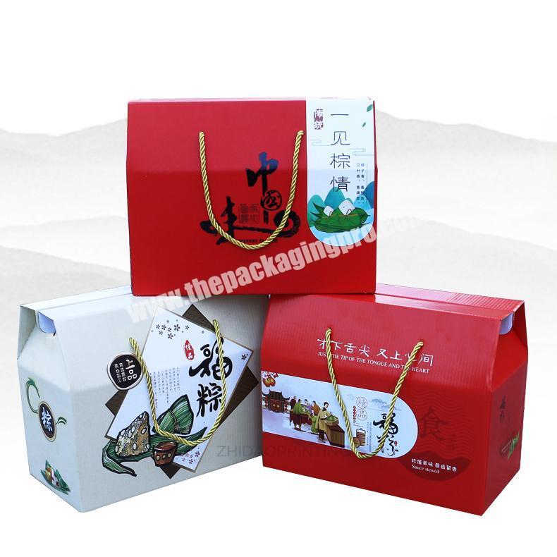 Food packaging corrugated cardboard paper boxes food grade with cotton rope handle