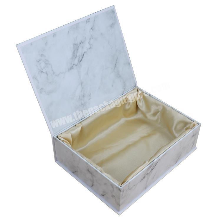 Free Packaging Design Custom LOGO Satin Silk Insert Luxury Marble Magnetic Wig Hair Extension Packaging Box