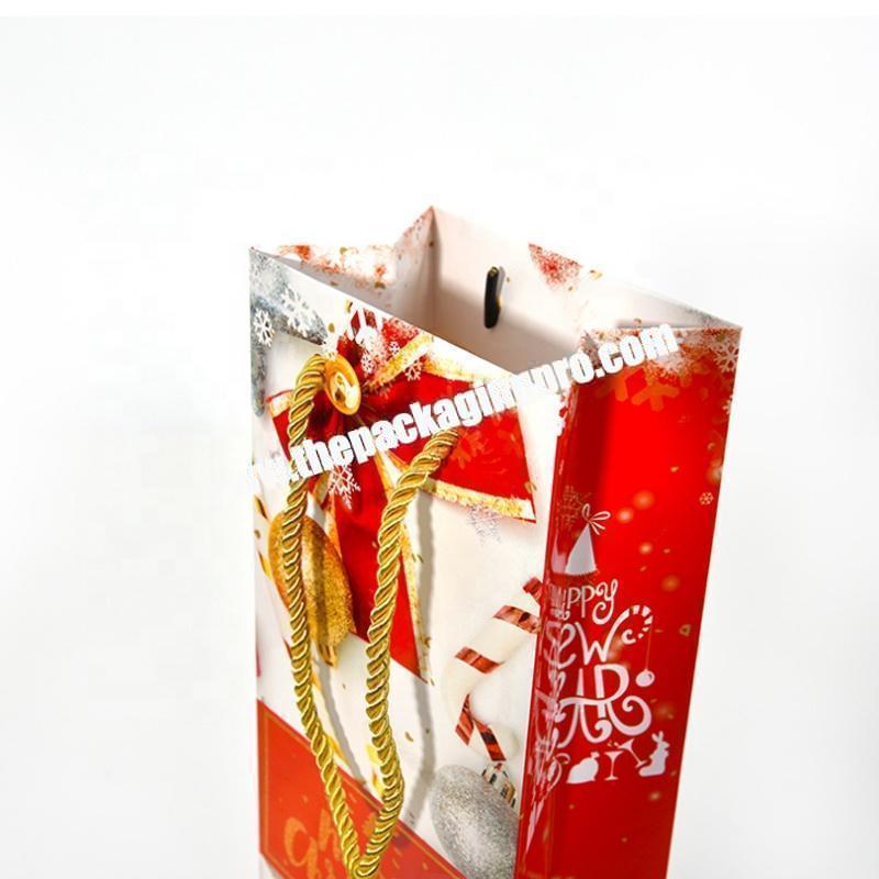 Free Sample Christmas Event Gift red Paper Bag With Handle