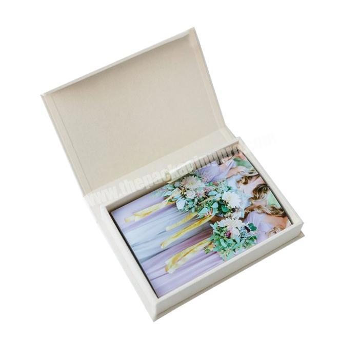 Free Sample Exquisite Custom Photo Album Packaging And Usb Drive Packing Gift Boxes With Magnetic Lid Closure