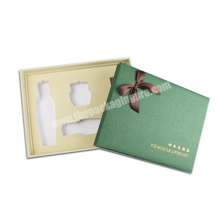 Free Sample Rigid Luxury Beautiful White Foam Beauty Product Essence Bottle Gift Packing Box with Bowknot