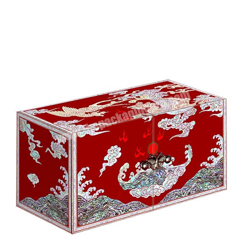 Free shipping customized stunning Chinese wood craft bijoux jewelry wedding gift box