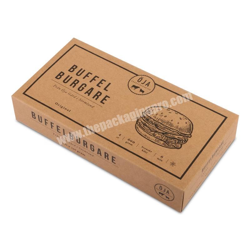 Free template custom buffel burgare hamburger brown kraft packaging burger box