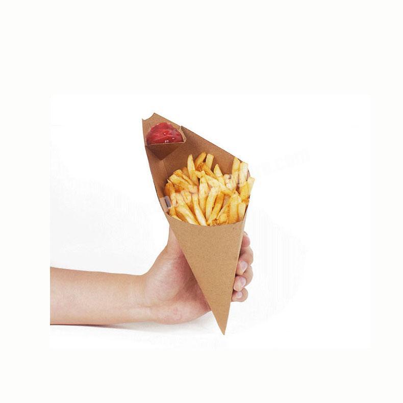French Fry Disposable cup  Anti-oil Kraft Paper Cup Built In Sauce Container