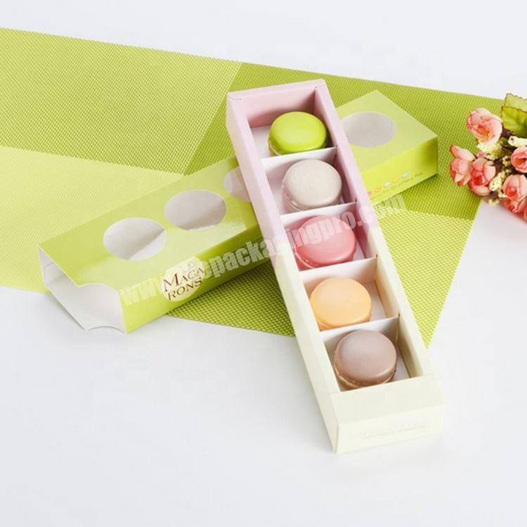 French macarons personalized slide paper 5pcs packaging box with clear window