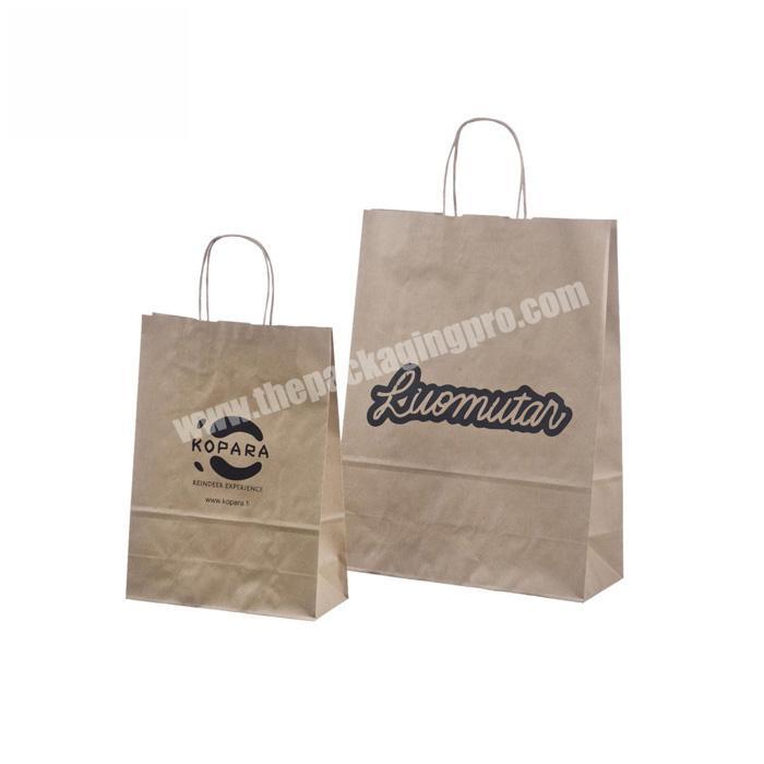 Fsc certified printed high quality wholesale recycle brown kraft paper shopping bag twisted handles with your own logo
