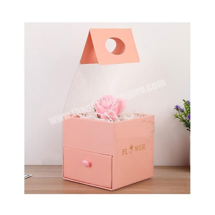 Full printing square shape cardboard gift paper hat flower packaging box for wedding