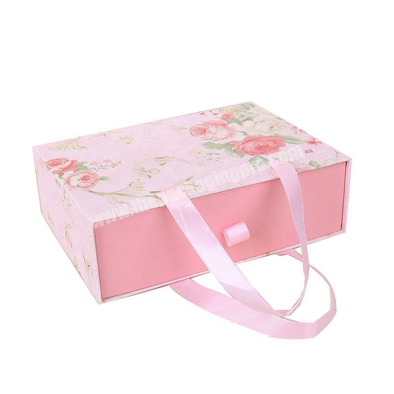 Gaodi Custom Logo Printed Pink Small Cardboard Drawer Gift Box Christmas Present Packaging With Handle