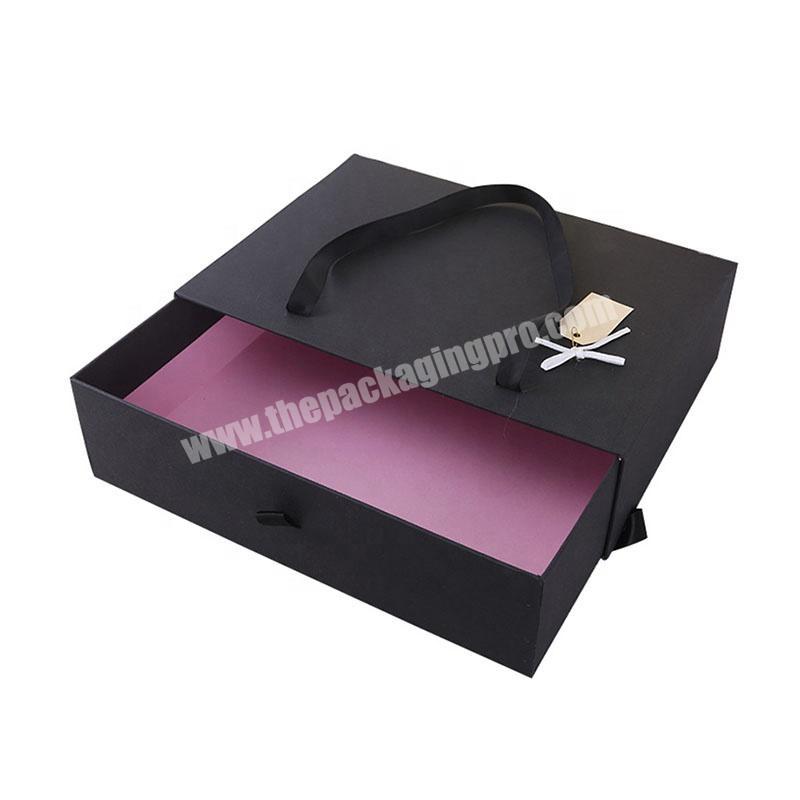 Gaodi Custom Logo Printed Rigid Cardboard Empty Gift Box Packaging Pull Out Sliding Drawer Box Manufacture With Portable Handle