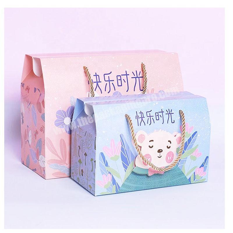 Gaodi Lovely Design Pink Baby Blanket Packaging Box Corrugated Cardboard Suitcase Boxes With Handle
