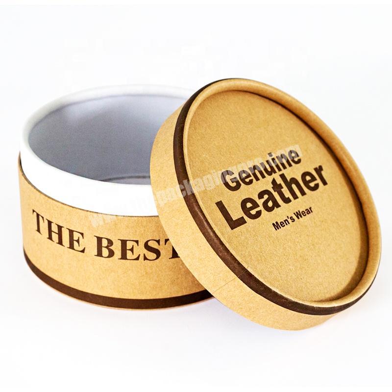 Genuine leather men wear belt round brown kraft paper cylinder box tube packaging