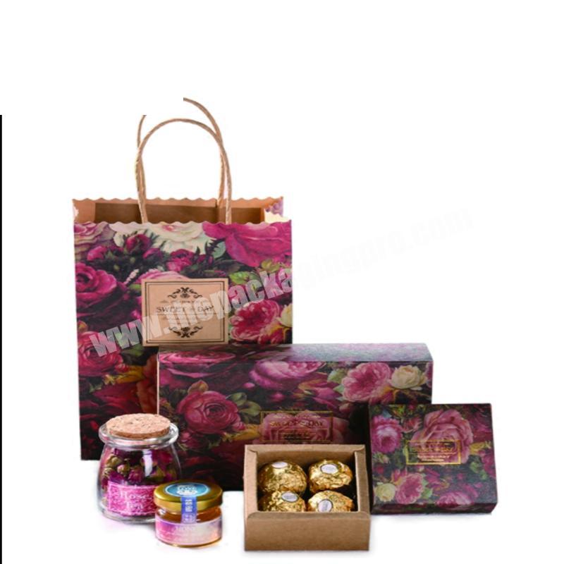 Get Free Sample Rose Candy Box Drawer Design Wedding Favors Kraft Paper Gift Boxes