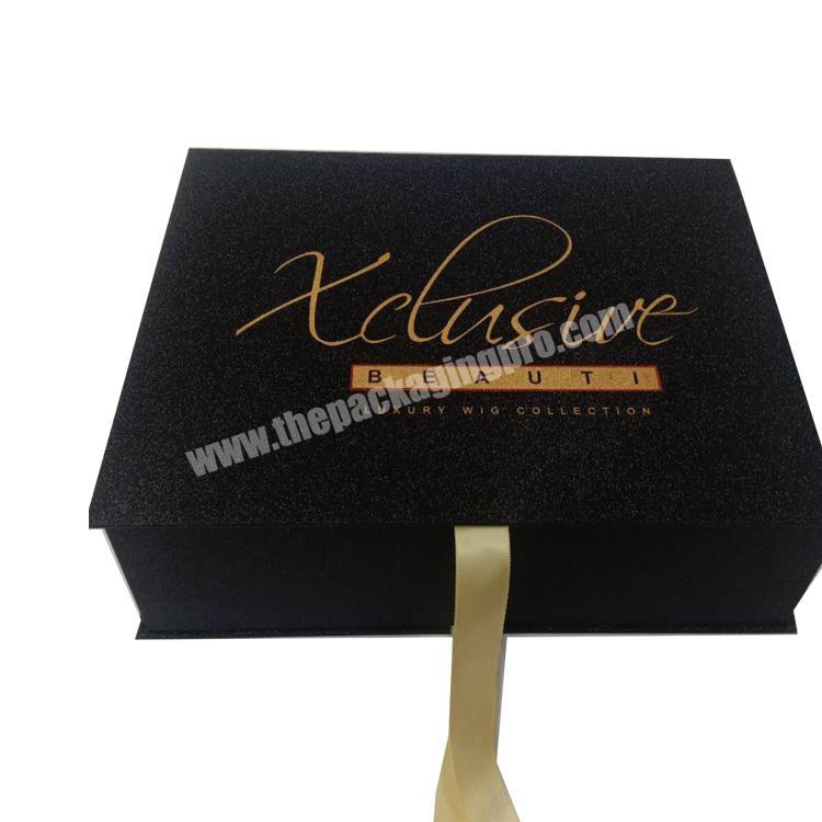 Gift box packaging luxury garment hair bundle packaging glossy cardboard hard  box